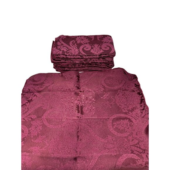 VTG French Baroque Damask Dinner Napkins 17" Burgundy Magenta Cloth Table Linens - Picture 1 of 7